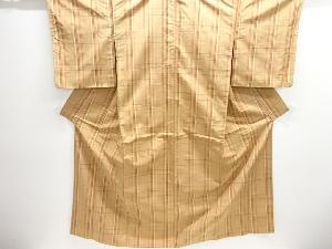 アンティーク　格子織り出し手織り紬着物アンサンブル